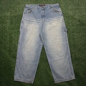 Vintage 90s Moffatt Jeans Mens 38x28 Blue Carpenter Denim Super Baggy Hip Hop